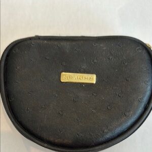 St. John Black Leather Jewelry Pouch with Gold Accent